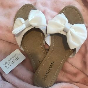 White Bow Sandals